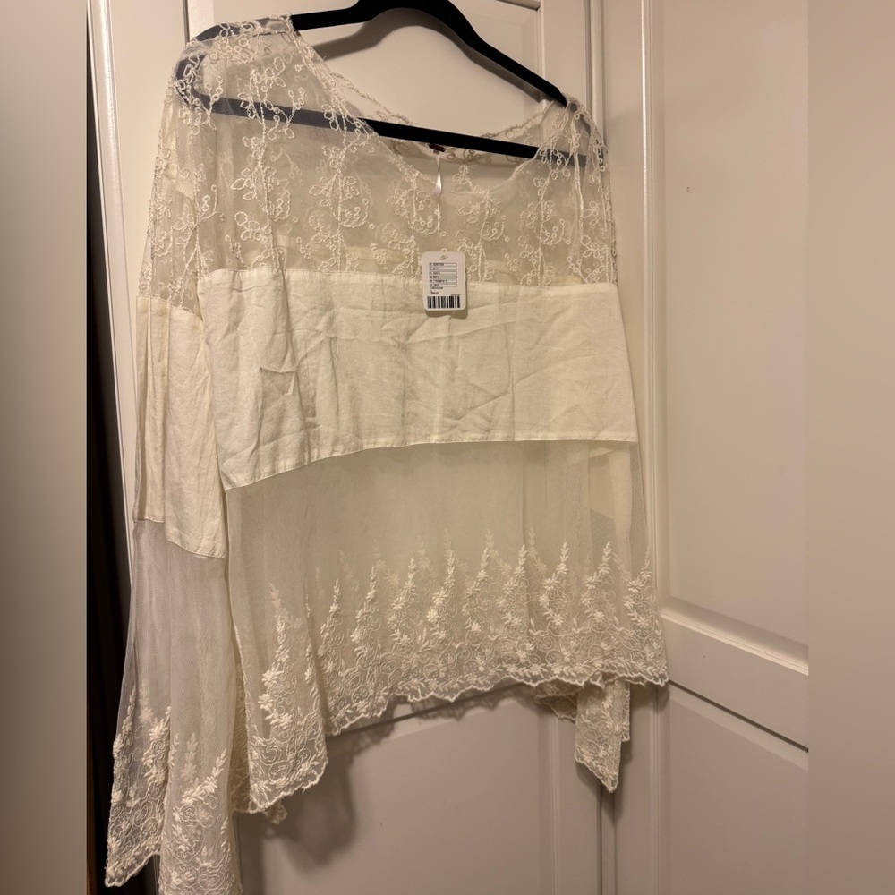 Free People Cream Lace Blouse